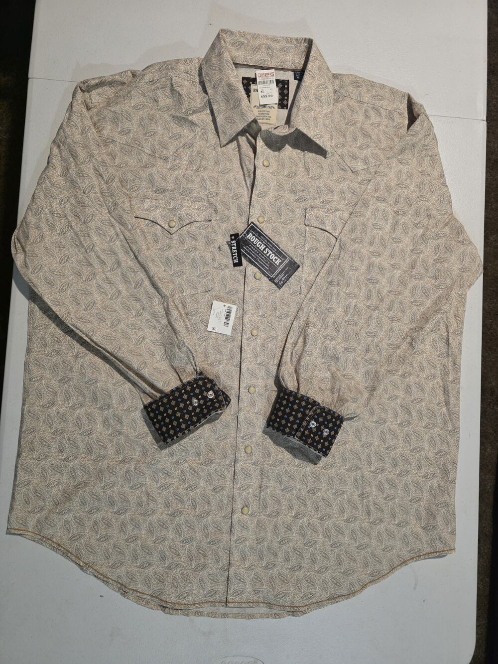 Panhandle Slim Rough Stock Shirt Mens XL Paisley Pearl Snap Sawtooth Cowboy NWT